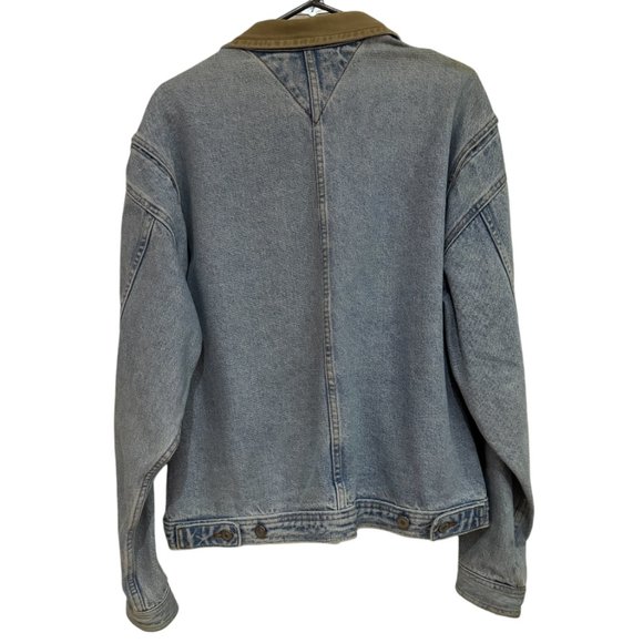 Vintage Tommy Hilfiger Denim Jean Jacket Mens Distressed Size L - 90s - Picture 4 of 4